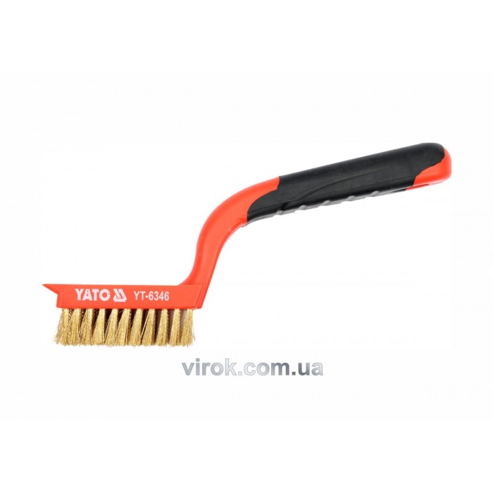 Щітка дротяна латунна YATO : 5- рядна, L= 180 мм з пластиковою ручкою [24/120]