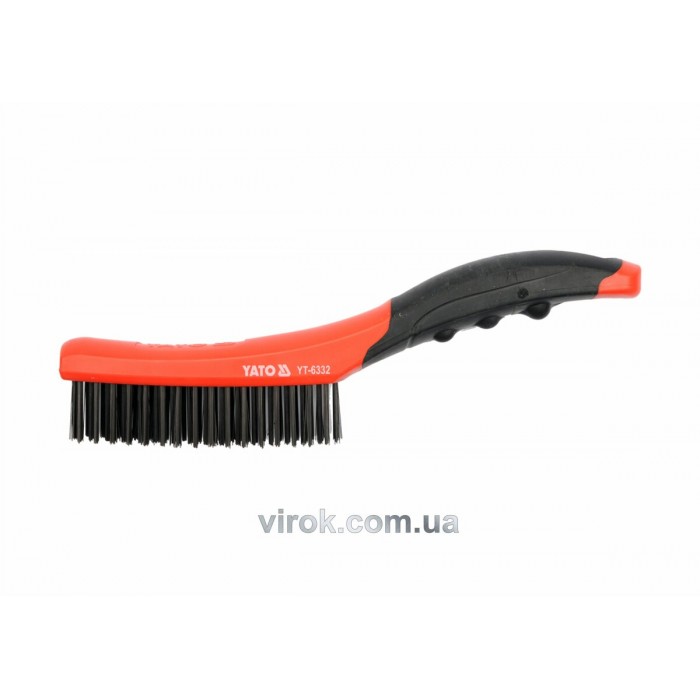 Щітка дротяна сталева YATO : 4- рядна, L= 260 мм з пластмасовою ручкою [12/72]