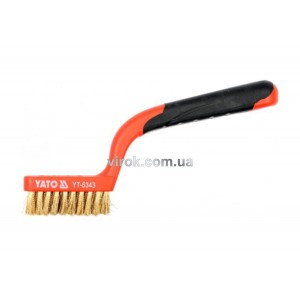 Щітка дротяна сталева YATO : 3- рядна, L= 180 мм з пластмасовою ручкою [24/144]