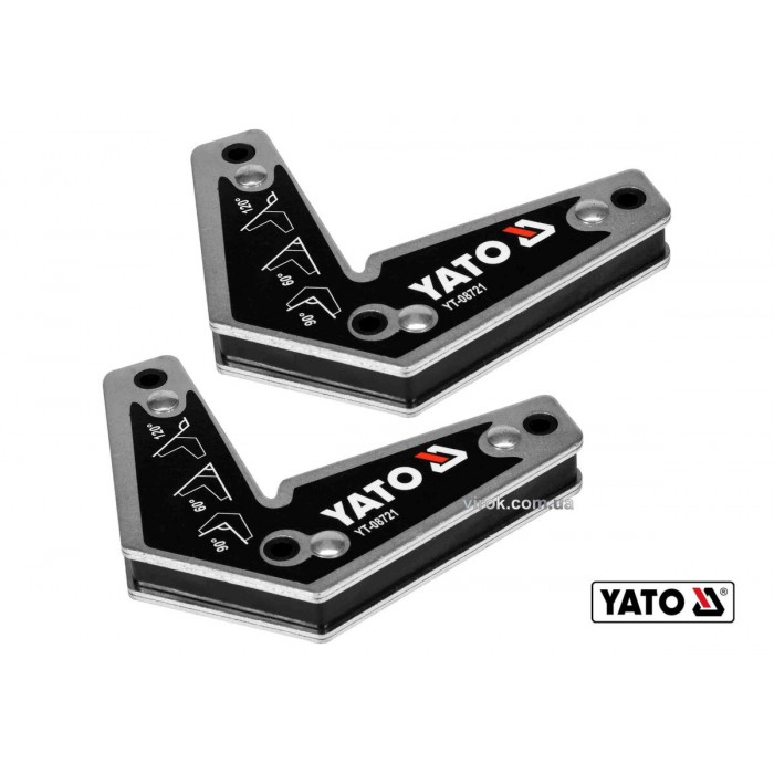 Кутники магнітні для зварювання YATO: кут: 60°, 90°, 120°, сталеві, сила утримування-10 кг, 2 шт [6]