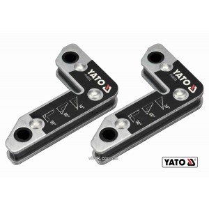 Кутники магнітні для зварювання YATO: кут: 30°, 60°, 90°, сталеві, сила утримування- 25 кг, 2шт(DW)