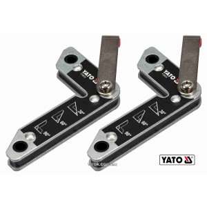 Кутники магнітні для зварювання YATO: кут: 30°, 60°, 90°, сталеві, сила утримування- 32 кг, 2 шт [8]