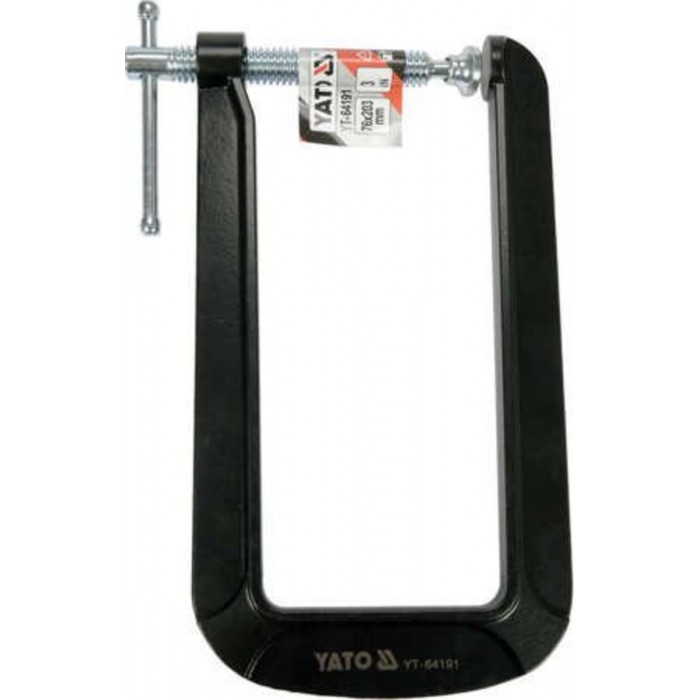 Струбцина з гвинтовим затискачем YATO, тип "С" глибока, 76х 203 мм [6/24]
