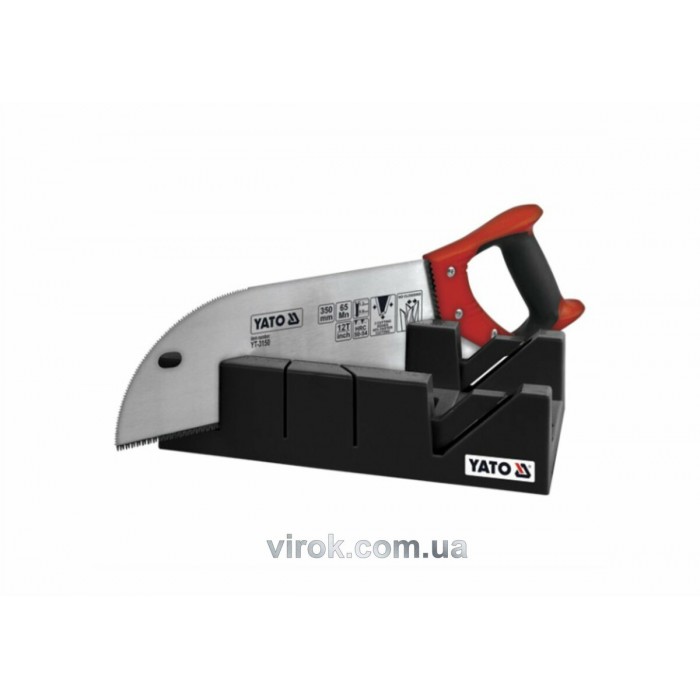 Стусло пластмасове YATO з ножівкою: 300х140х70 мм, 50-54 HRC, 12 зубів/1", кут 45°, 90° [10]