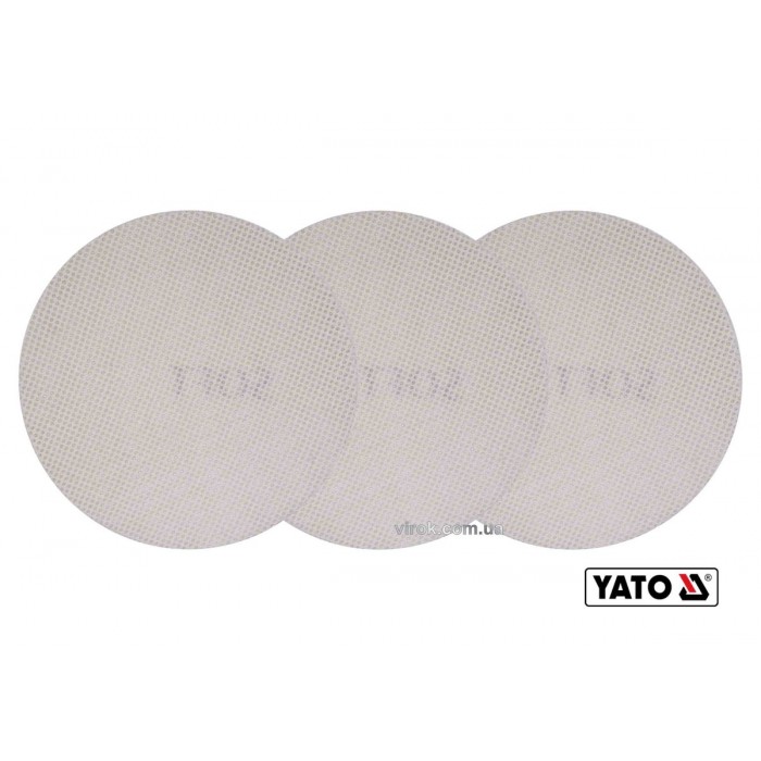 Сітка шліфувальна абразивна самозачепна YATO : G100, Ø= 225 мм, м'яка, кругла, 3 шт, (DW)