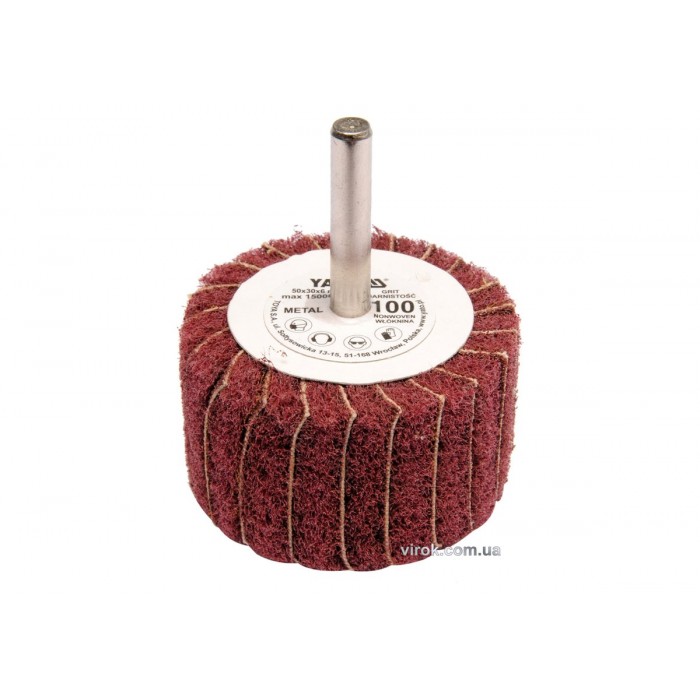 Круг пелюстковий шліфувальний YATO : подовжений Ø= 50 мм К200, шпиндель Ø= 6 мм, H= 30 мм [10/60]