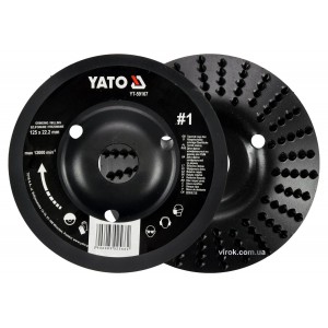 Диск-фреза шліфувальний YATO по дереву, фарбі, шпаклівці, алюмінію; Ø=125/22.2мм, шорсткість №1 [10]