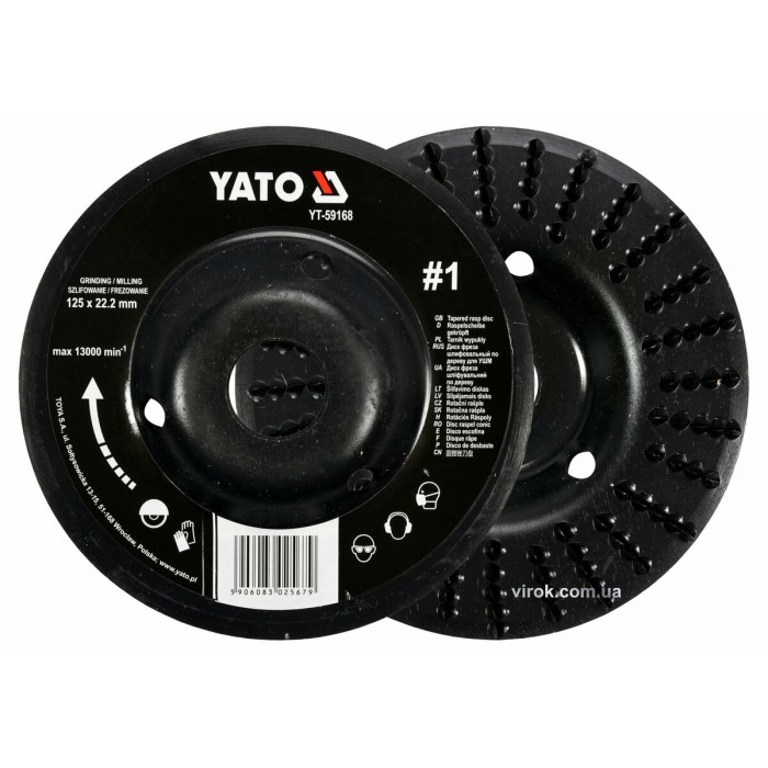 Диск-фреза шліфувальний YATO по дереву, ПВХ, гіпсу; Ø=125/22.2 мм, шорсткість №1 [10]