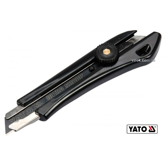 Ніж YATO з висувним лезом, відломними сегментами : M=18мм; мет. направляюча, пласт. корпус [10/120]