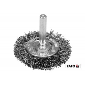 Щітка зачисна дискова з нержавіючої сталі до дрилі YATO: Ø=50мм, шпиндель Ø=6мм, 4500 об/хв [20/240]