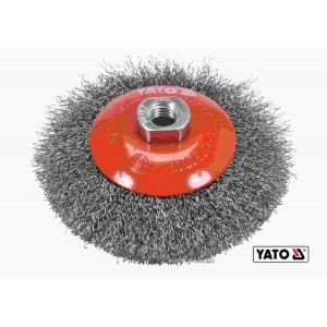 Щітка зачисна з нержавіючої сталі, дискова до КШМ YATO : Ø=125 мм, гайка- М14, 12500 об/хв [10/60]