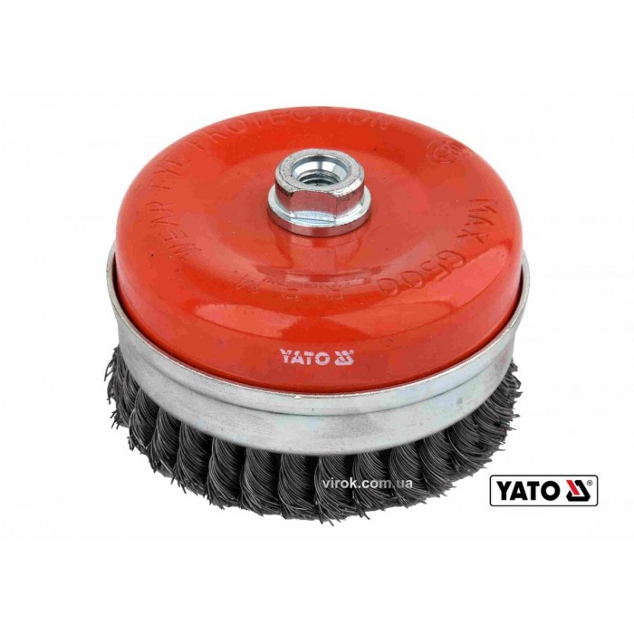 Щітка зачисна зі сталевих плетених дротів "чашка" до КШМ YATO : Ø=125 мм, гайка- М14 [4/16]