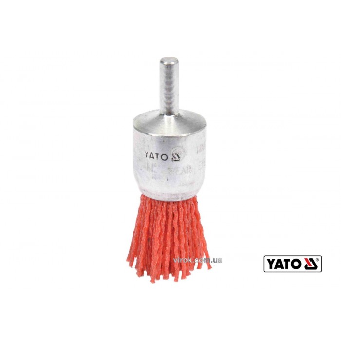 Щітка зачисна з нейлоновим ворсом, до дрилі YATO : Ø=25 мм, зі шпинделем Ø=6 мм [20/240]