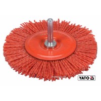 Щітка зачисна з нейлоновим ворсом, дискова до дрилі YATO: Ø=100 мм, зі шпинделем Ø=6 мм [10/60]