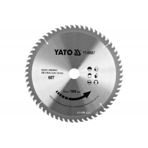 Диск пиляльний победітовий по дереву YATO: 235x25.4x2.8x1.8мм, 60 зубців, R.P.M до 7000 1/хв [10/20]