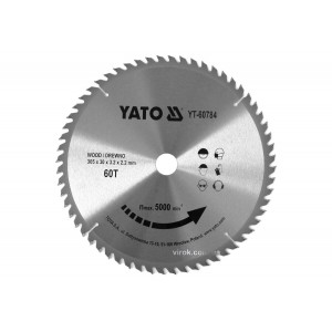 Диск пиляльний победітовий по дереву YATO: 305x30x3.2x2.2 мм, 60 зубців, R.P.M до 5000 1/хв [10]