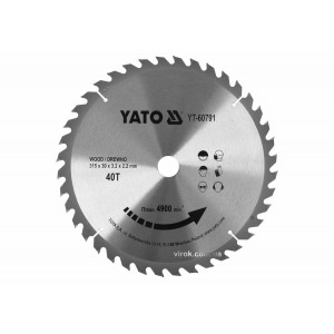 Диск пиляльний победітовий по дереву YATO: 315x30x3.2x2.2 мм, 40 зубців, R.P.M до 4900 1/хв [10]