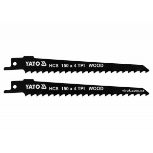 Полотна по дереву, до шаблевої пили YATO : l= 150 мм, h= 1.2 мм, 4 зуби/1", 2 шт. [50/200]