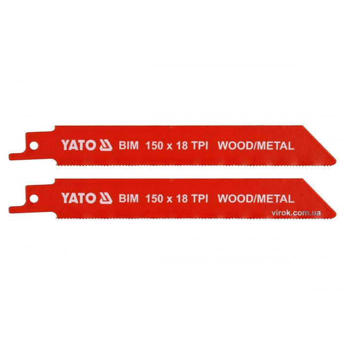 Полотна по дереву і металу, бі-металеві, до шаблевої пили YATO: l=150мм, h=1мм, 18 зубів/1", 2шт[50]