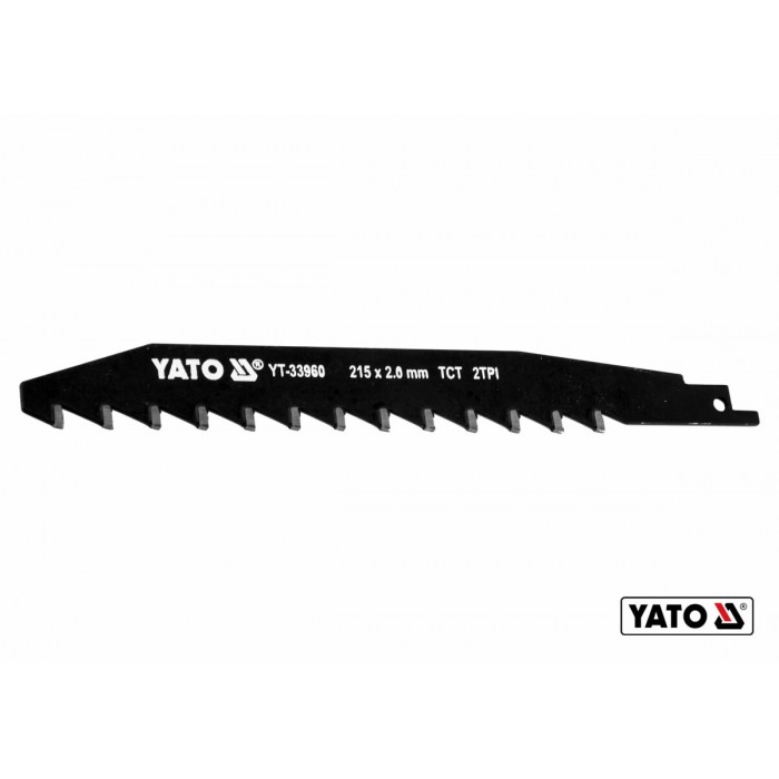 Полотно до шаблевої пили по керамічній і силікатній цеглі YATO : l= 215 мм, h= 2 мм, 2 зуби/1" [100]