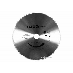 Диск пиляльний по ламінованих плитах, ламінату YATO: Ø=185x1.7x20 мм, 140 зубців, R.P.M до 9000 1/хв