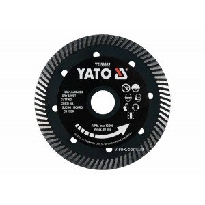 Диск відрізний алмазний по гресу,кераміці "TURBO" YATO Ø=125x1.3x10x22.2мм,в мокрому і сухому режимі