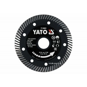 Диск відрізний алмазний по гресу,кераміці "TURBO" YATO Ø=115x1.3x10x22.2мм,в мокрому і сухому режимі