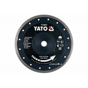 Диск відрізний алмазний по гресу, склу, кераміці YATO Ø=230x2x10x22.2 мм, в мокрому і сухому режимі