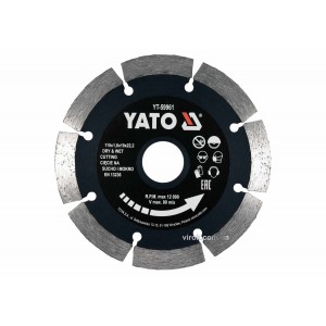 Диск відрізний алмазний по каменю і бетону YATO Ø=115x1.8x10x22.2 мм, в мокрому і сухому режимі [20]