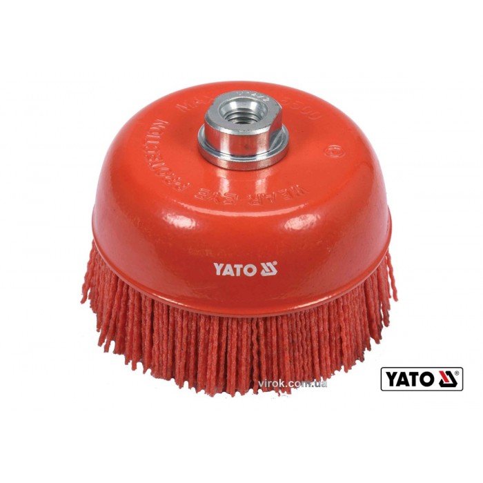 Щітка зачисна з нейлоновим ворсом "чашка", до КШМ YATO : Ø=125 мм, гайка- М14 [6/24]
