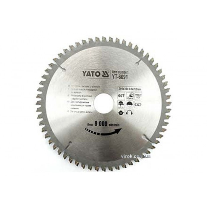 Диск пиляльний по алюмінію YATO : 350х30х3.2x2.5 мм, 100 зубців, R.P.M до 4500 1/хв [10]