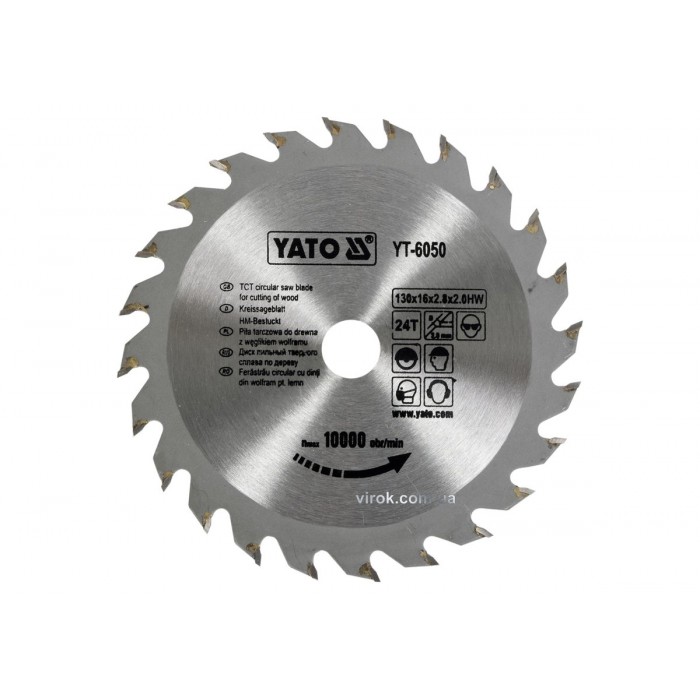 Диск пиляльний победітовий по дереву YATO: 130х16х2.8х2.0 мм, 24 зубці, R.P.M до 10000 1/хв [25/50]