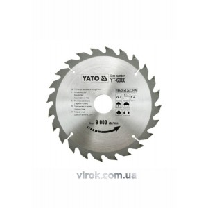 Диск пиляльний победітовий по дереву YATO: 184х30х3.2х2.2 мм, 24 зубці, R.P.M до 9000 1/хв [25/50]