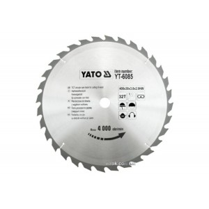 Диск пиляльний победітовий по дереву YATO: 400х30x3.8x2.8 мм, 32 зубці, R.P.M до 4000 1/хв [10]