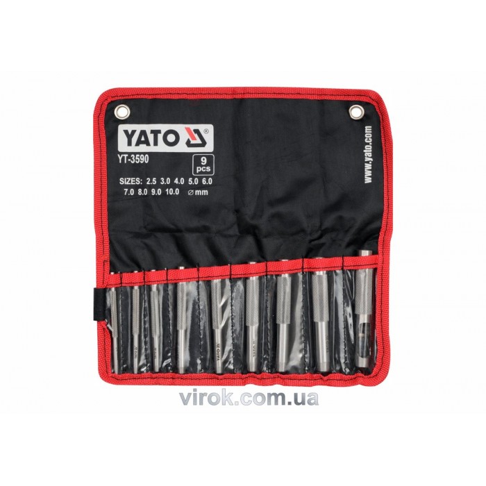 Пробійники отворів до шкіри YATO : Ø= 2,5 - 10 мм, Набір 9 шт. [50]