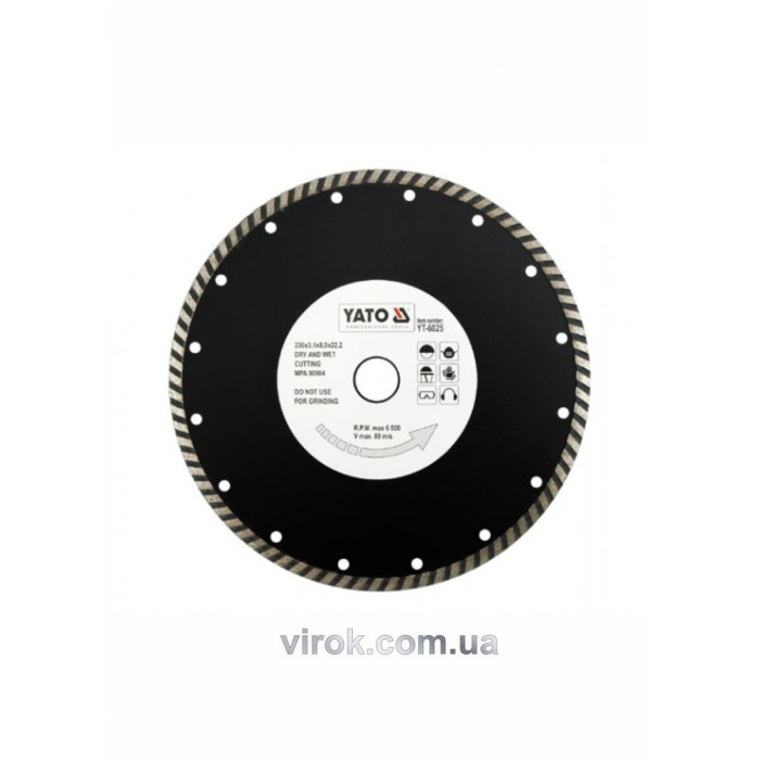 Диск алмазний турбо YATO : "TURBO" Ø= 230x8,0x22,2 мм. H= 3,1 мм [10/40]