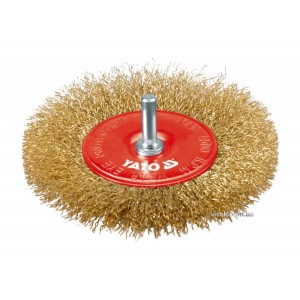 Щітка - крацовка YATO ПЛОСКА  Ø=100 мм зі шпинделем. латунь [12/96]