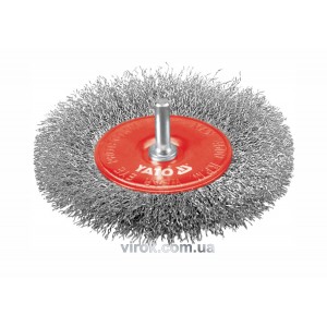 Щітка - крацовка YATO ПЛОСКА  Ø=100 мм зі шпинделем. сталь [12/96]