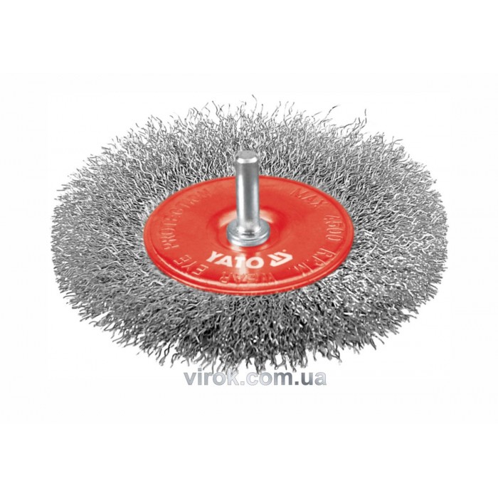 Щітка - крацовка YATO ПЛОСКА  Ø=100 мм зі шпинделем. сталь [12/96]
