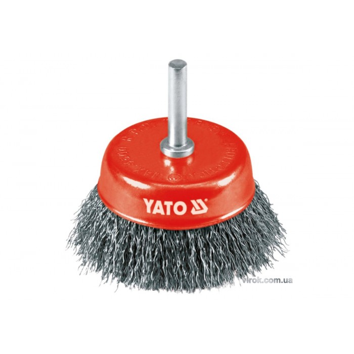 Щітка - крацовка YATO Чашка Ø=75 мм . сталь. шпиндель 6 мм. 4500 об/хв[12/96]