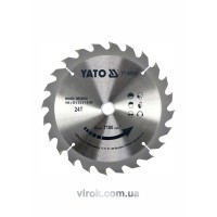 Диск пиляльний победітовий по дереву YATO: 190х20x2.2x1.5 мм, 24 зубці, R.P.M. до 7100 1/хв [10]