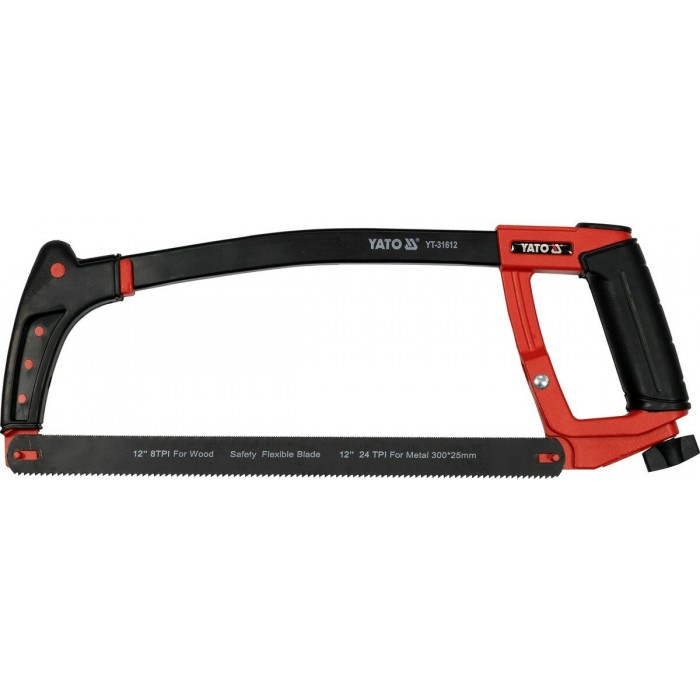 Ножiвка рамна по металу YATO з 2-стор. полотном l=300мм, розподіл зубців- 24/ 8 З/1" мет/дер [12/36]