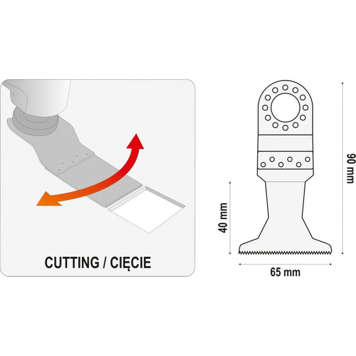 Полотно-насадка різальне біметал для реноватора YT-82223 YATO по дереву і металу l=90мм, w=65мм [10]