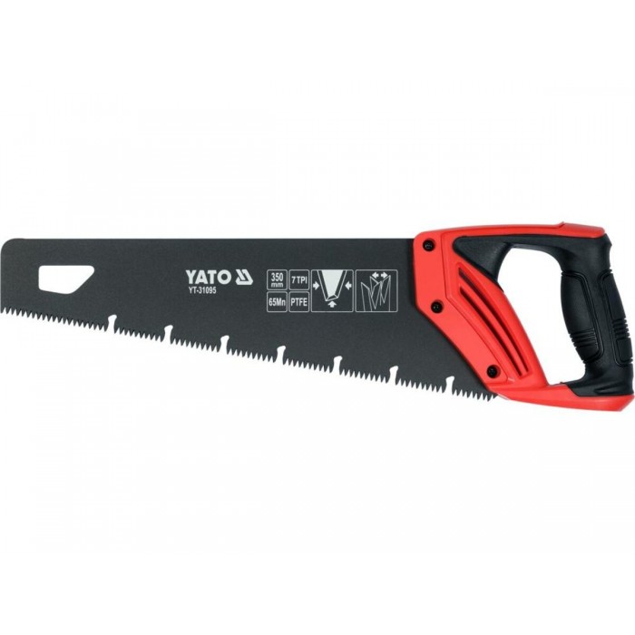 Ножівка по дереву YATO: L= 350 мм, 7 зубів/1", полотно t= 0.9 мм, покрите PTFE [12/48]