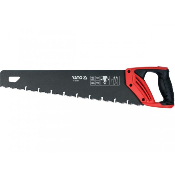 Ножівка по дереву YATO: L= 450 мм, 7 зубів/1", полотно t= 0.9 мм, покрите PTFE [12/48]