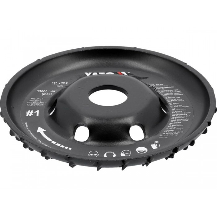 Диск-фреза радіальний до КШМ YATO по дереву, шпаклівці, гіпсу; Ø=120/22.2 мм, t= 16/13мм шорстк №1