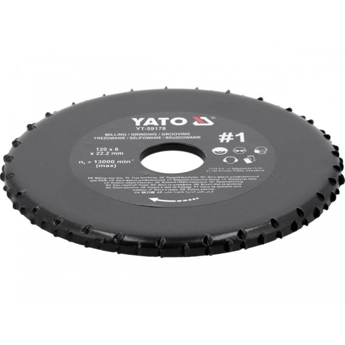 Диск-фреза торцевий до КШМ YATO по дереву, шпаклівці, гіпсу; Ø=120/22.2 мм, t= 6 мм шорстк №1 [10]