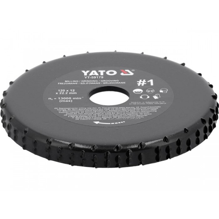 Диск-фреза торцевий до КШМ YATO по дереву, шпаклівці, гіпсу; Ø=120/22.2 мм, t= 12 мм шорстк №1 [10]