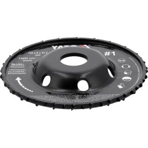 Диск-фреза випуклий до КШМ YATO по дереву, шпаклівці, гіпсу; Ø=120/22.2 мм, t= 16/6мм шорстк №1 [10]