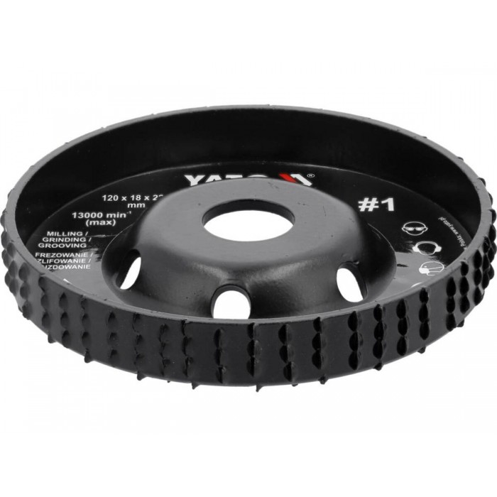 Диск-фреза випуклий до КШМ YATO по дереву, шпаклівці, гіпсу; Ø=120/22.2 мм, t= 18 мм шорстк № 1 [10]
